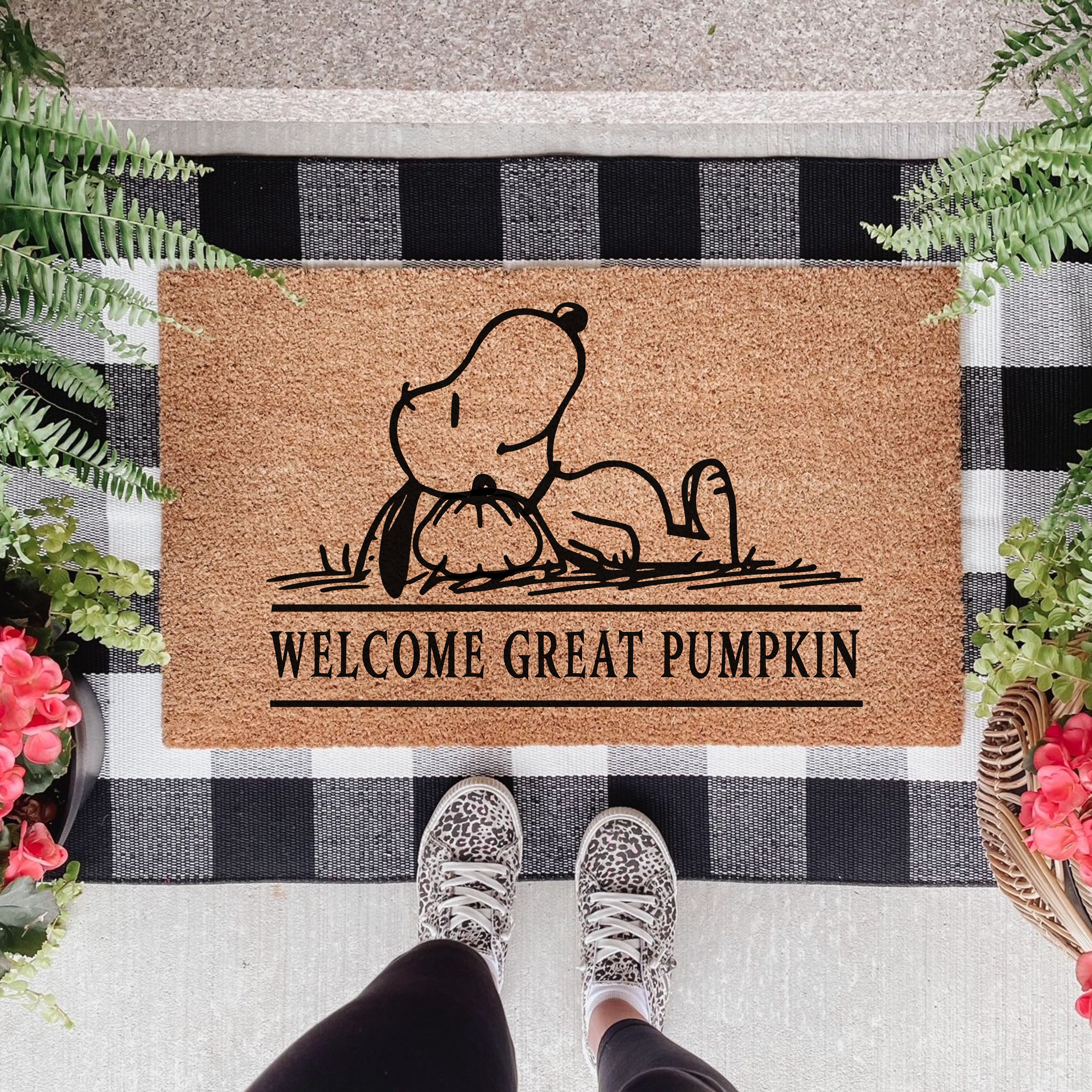 Welcome Great Pumpkin Retro Snoopy Doormat