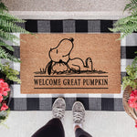 Welcome Great Pumpkin Retro Snoopy Doormat