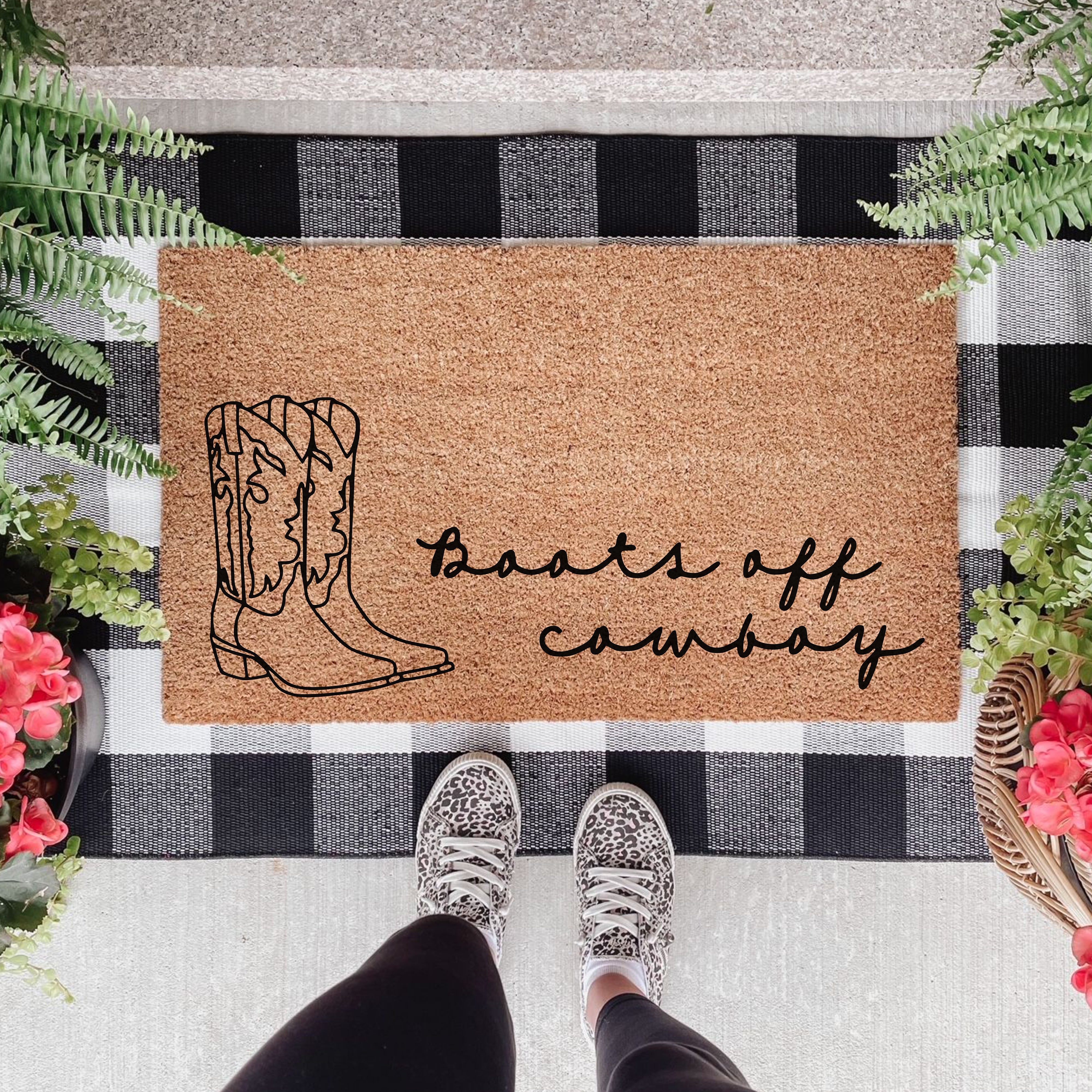 Boots Off Cowboy Doormat