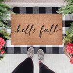 Hello Fall with Heart Doormat