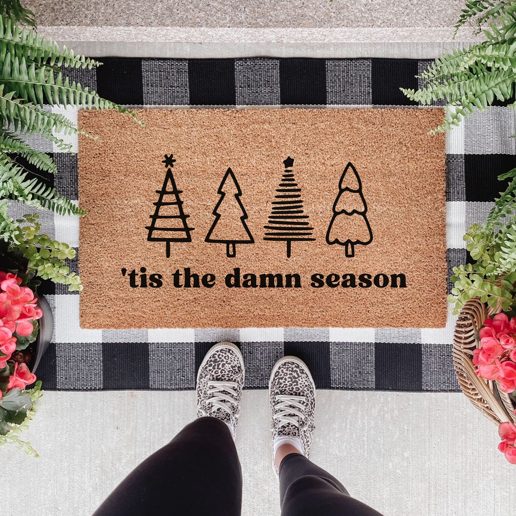 Tis the Damn Season Trees Doormat