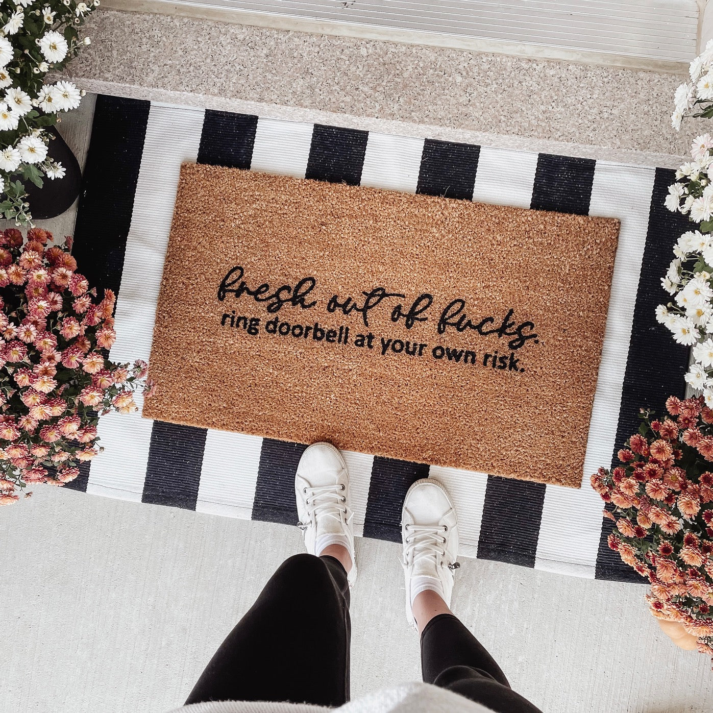 Fresh Out ... Ring doorbell at your own risk Doormat